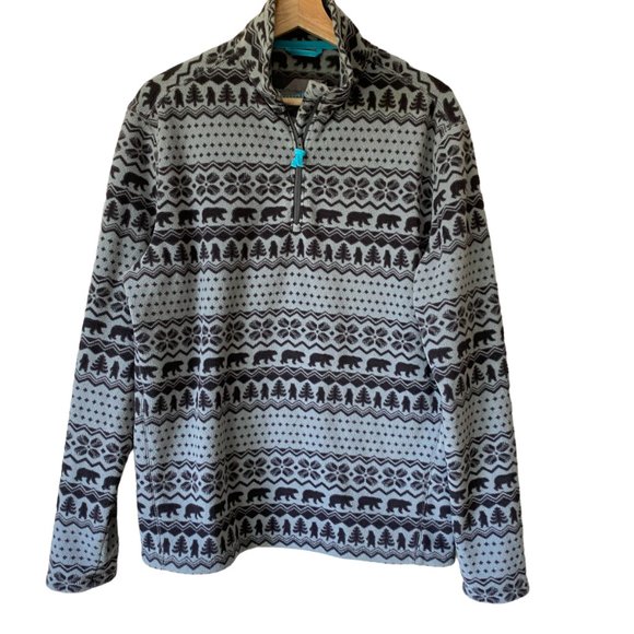 Chubbies Shirts | Chubbies The Bear Hug Pullover Quarter Zip Mock Neck Long Sleeves Bear Pattern | Color: Blue/Gray | Size: M | Wardrobe_Mingle's